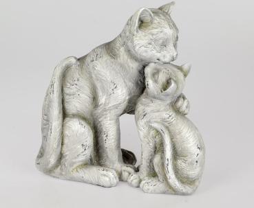 Katzenpaar 35 cm antiker Kunststein Gartendeko Katze